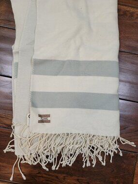 Toms for Target Striped Fringe Blanket Cream and Grey